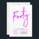 vierzig | Hot Pink 40. Geburtstagsfeier Party Einl Einladung<br><div class="desc">Feiern Sie Ihren besonderen Tag mit dieser stilvollen 40. Party Einladung. Dieses Design verfügt über ein schicke Pinselskript "Vierzig" mit einem sauberen Layout in Schwarz/Heiß-Rosa Farbkombination. Weitere Designs gibt es in meinem Shop BaraBomDesign.</div>