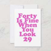 Vierzig ist gut, wenn man 29 sonnige 40. sieht dankeskarte (Vorderseite)