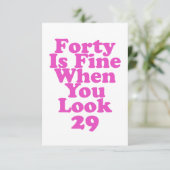 Vierzig ist gut, wenn man 29 sonnige 40. sieht dankeskarte (Stehend Vorderseite)