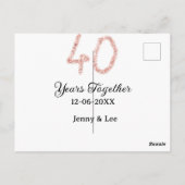 Vierzig Jahre zusammen schwarze rosa glitzernde fe Postkarte (Rückseite)