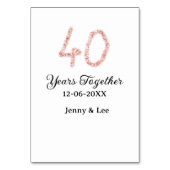 Vierzig Jahre zusammen schwarze rosa glitzernde Sc Tischnummer (Rückseite)