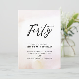 vierzig | Minimal 40. Geburtstag Party Wasserfarbe Einladung