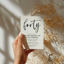 vierzig | Moderne 40. Black & White Geburtstagspar Einladungspostkarte