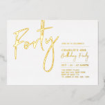 vierzig | Modernes Gold 40. Geburtstag Party Folieneinladung<br><div class="desc">Feiern Sie Ihren besonderen Tag mit dieser stilvollen 40. Geburtstag Party-Einladung. Dieses Design hat einen schicken Goldfolientext "Vierzig" mit einem sauberen Layout. Sie können die Briefmarke der reellen Folie wählen (Gold,  Silber,  Rose Gold). Weitere Designs und Party-Zubehör sind in meinem Shop BaraBomDesign erhältlich.</div>