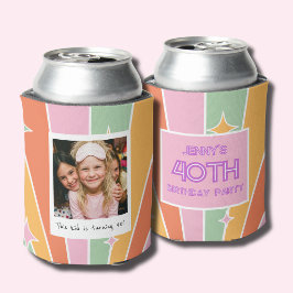 Vierzig Retro 40. Geburtstags-Foto-Kühler Dosenkühler