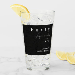Vierzig Schwarz-Weiß-Partygeschenk zum 40. Geburts Glas