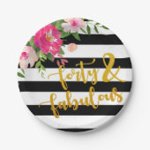 Vierzig u. fabelhafte Platte - mit Blumen mit Pappteller (Vorderseite)