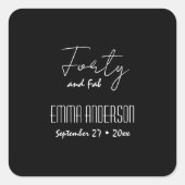 Vierzig und Fab-Textname Moderner Schwarz Quadratischer Aufkleber (Vorderseite)