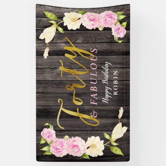 Vierzig und fabelhafter rustikaler Blumen40. Banner (Vertikal)