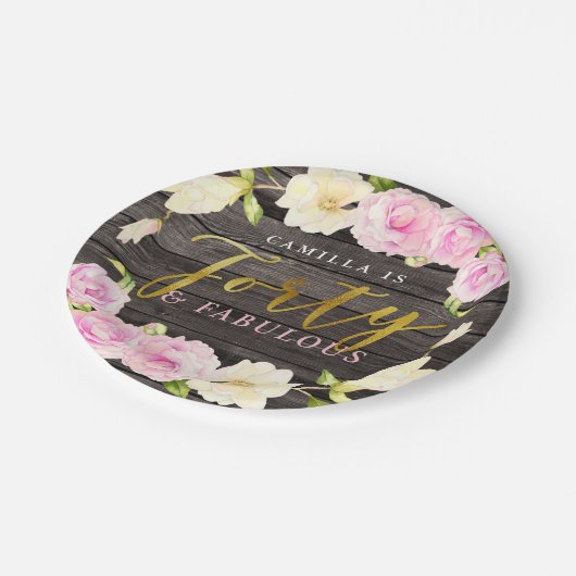 Vierzig und fabelhaftes | rustikales pappteller (Schrägansicht)