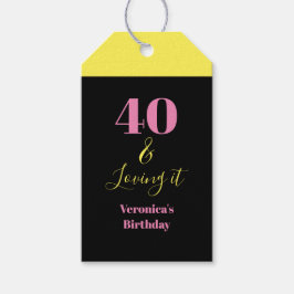 Vierzig und Lieben es 40. Geburtstag Gelb Schwarz Geschenkanhänger