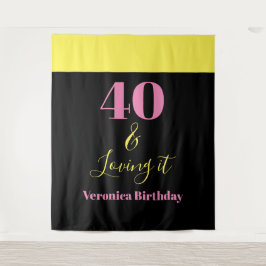 Vierzig und liebend es 40. Geburtstag Gelb Schwarz Wandteppich