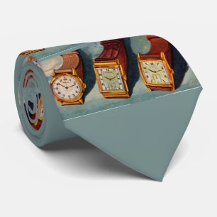 Vierzigerjahre Armbanduhr-Neuheitsdruck Krawatte