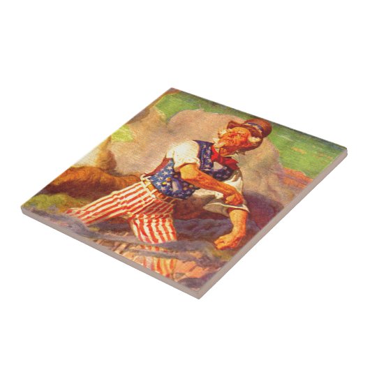 Vierzigerjahre heroischer Uncle Sam Rollt oben Fliese (Seite)