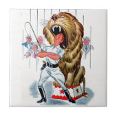 Vierzigerjahre Löwenbändiger und Löwe Fliese (Vorderseite)