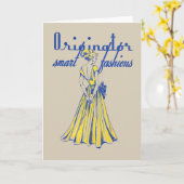 Vierzigerjahre Mode-Illustrations-Gruß-oder Karte (Gelbe Blume)