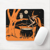 Vierzigerjahre Vintage Halloween-Hexe mit großem Mousepad (Mit Mouse)