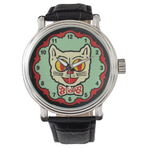 Vierzigerjahre Vintage Katzen-Armbanduhr Armbanduhr