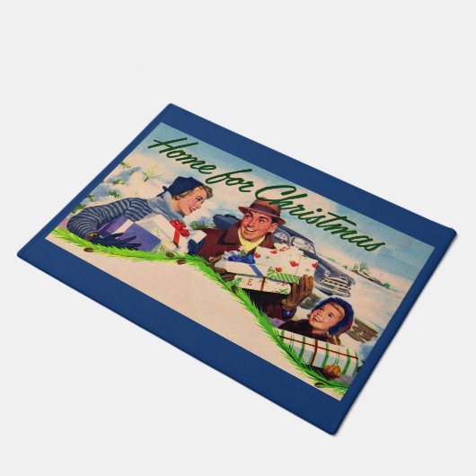 Vierzigerjahre Zuhause für Weihnachten Fußmatte (Schrägansicht)