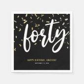 Vierziges Black Gold 40. Geburtstag Party Serviette (Vorderseite)