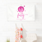 Vierziges Pink Disco Ball 40. Geburtstag Party Banner (Insitu)