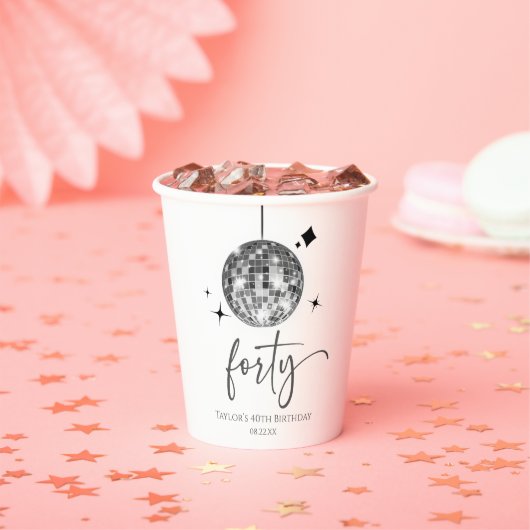 Vierziges Silver Disco Ball 40. Geburtstag Party Pappbecher (Insitu)