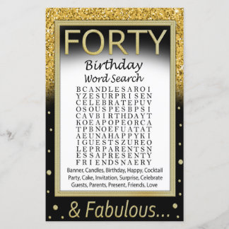 Vierzigjähriges Word Search Game