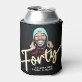 Vierzigskriptgold 40. Geburtstags-Fotos Dosenkühler (Kanne Vorderseite)