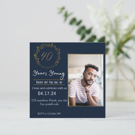 Vierzigste Feier Einladung (Stehend Vorderseite)