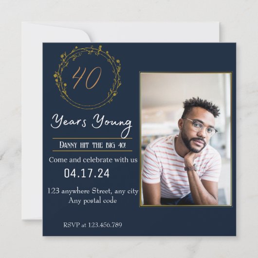Vierzigste Feier Einladung (Vorderseite)
