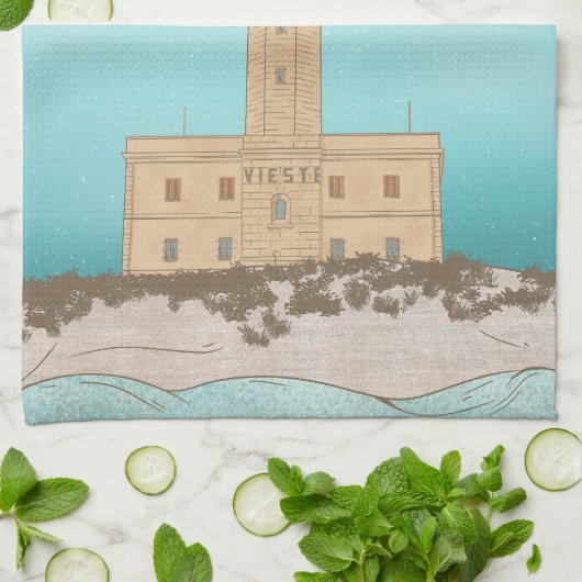 Vieste Lighthouse Italien Geschirrtuch (Gefaltet)