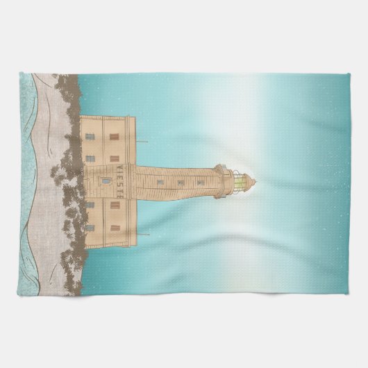 Vieste Lighthouse Italien Geschirrtuch (Horizontal)