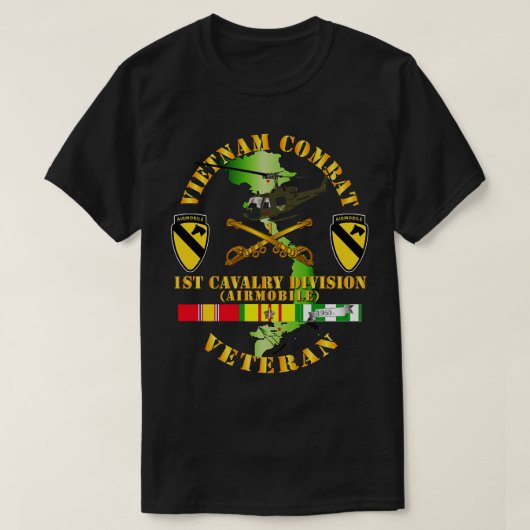 Vietnam Combat Kavallerie Veteran w 1st Cavalry Di T-Shirt (Design vorne)