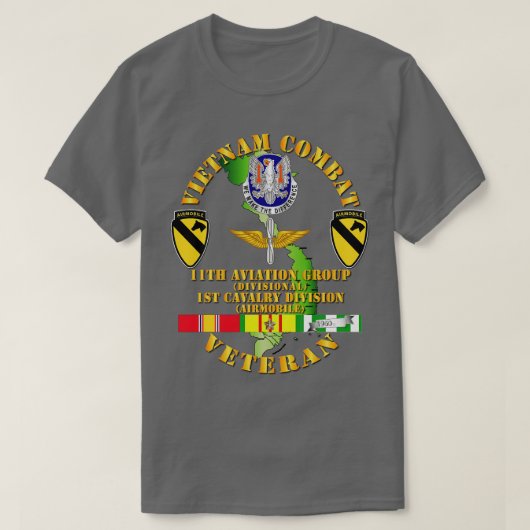 Vietnam Combat Kavalry Veteran W 11. Aviation Gro T-Shirt (Design vorne)