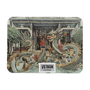 Vietnam Drachen Tempel, anpassbares Datum Magnet