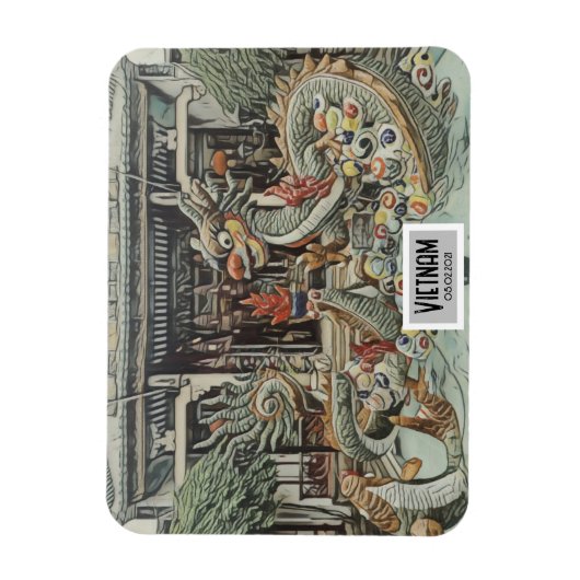 Vietnam Dragon Tempel, individualisierbares Datum Magnet (Vertikal)