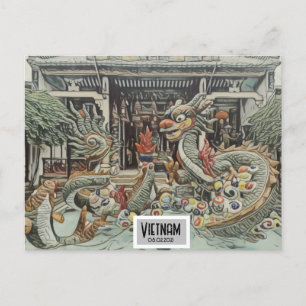 Vietnam Dragon Tempel, individualisierbares Datum Postkarte