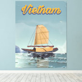Vietnam Fischerboot Vintage Reiseplakat Leinwanddruck (Insitu (Holzboden))