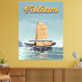 Vietnam Fischerboot Vintage Reiseplakat Leinwanddruck (Insitu (Wohnzimmer))