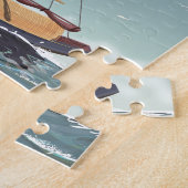 Vietnam Fischerboot Vintage Reiseplakat Puzzle (Seite)