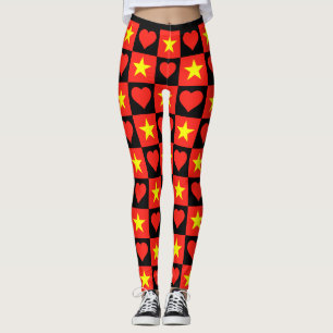 Vietnam Flag Herzmuster Patriotic Vietnamese Leggings