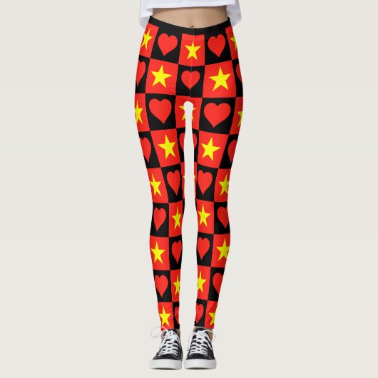 Vietnam Flag Herzmuster Patriotic Vietnamese Leggings (Vorderseite)