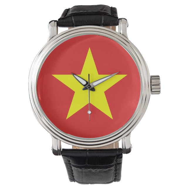 Vietnam Flag Yellow Star Armbanduhr (Vorderseite)