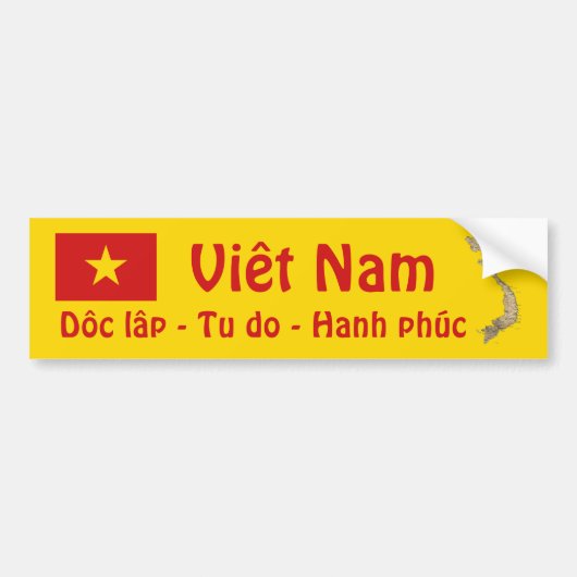 Vietnam-Flagge + Karten-Autoaufkleber Autoaufkleber (Vorne)