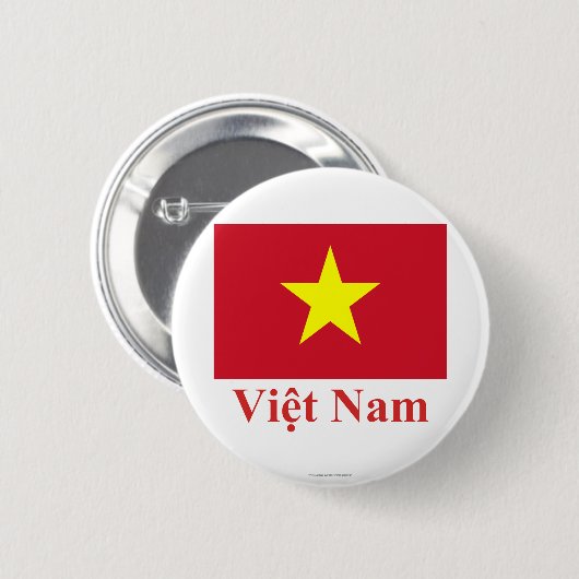 Vietnam-Flagge mit Namen auf Vietnamesen Button (Vorne & Hinten)