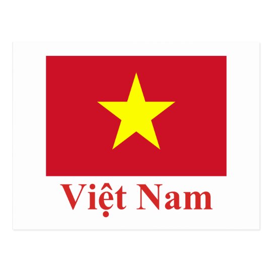 Vietnam-Flagge mit Namen auf Vietnamesen Postkarte | Zazzle.de