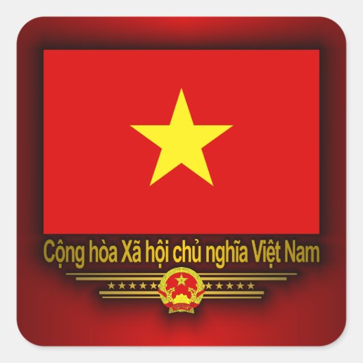 Vietnam-Flagge Quadratischer Aufkleber (Vorderseite)