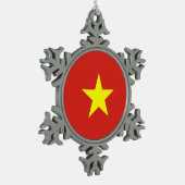 Vietnam-Flagge Schneeflocken Zinn-Ornament (Links)