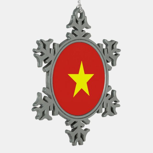 Vietnam-Flagge Schneeflocken Zinn-Ornament (Links)