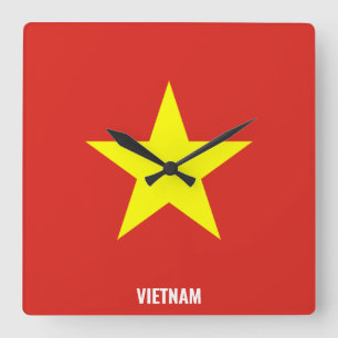 Vietnam-Flagge Strahlend Patriotisch Quadratische Wanduhr